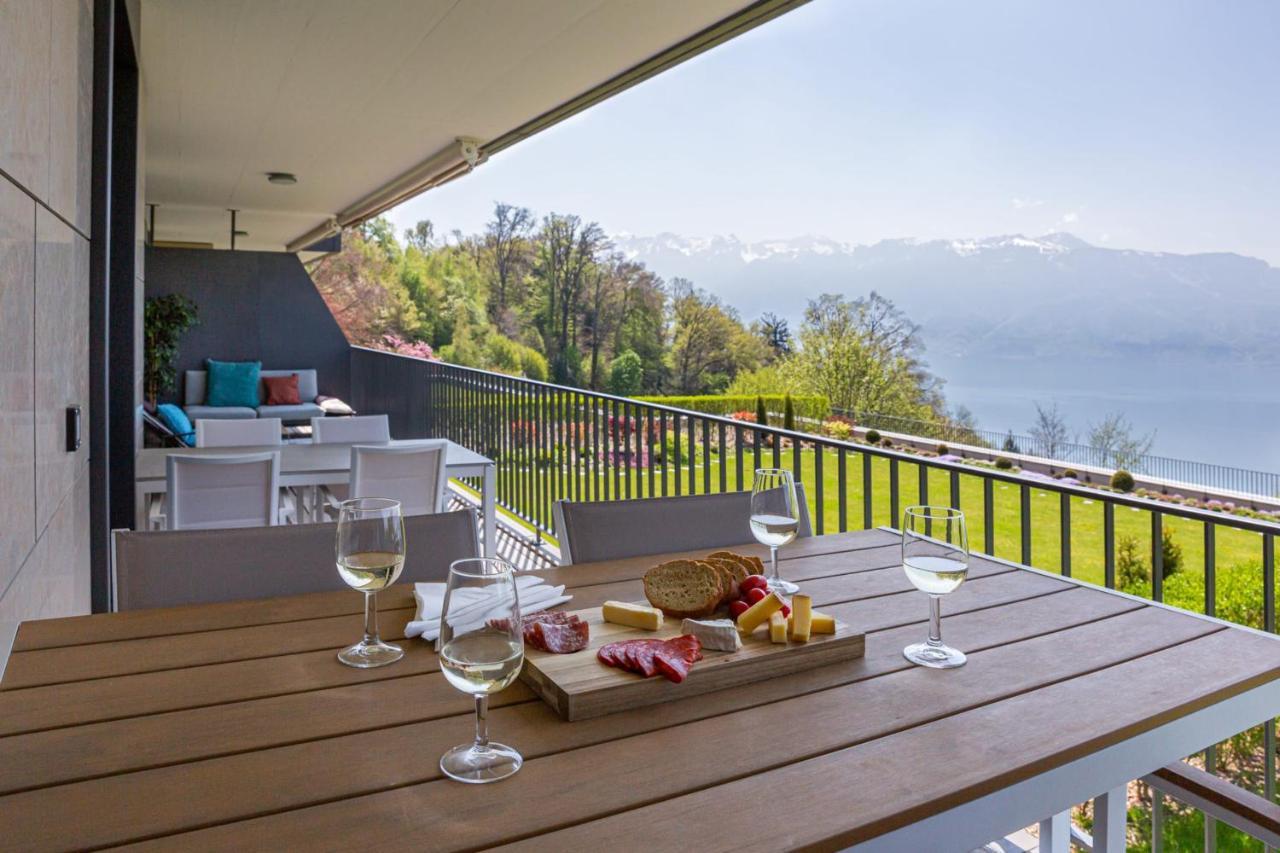 Les Terrasses De Lavaux 1 - Appartement De Luxe Avec Vue Panoramique Et Piscine Puidoux Εξωτερικό φωτογραφία