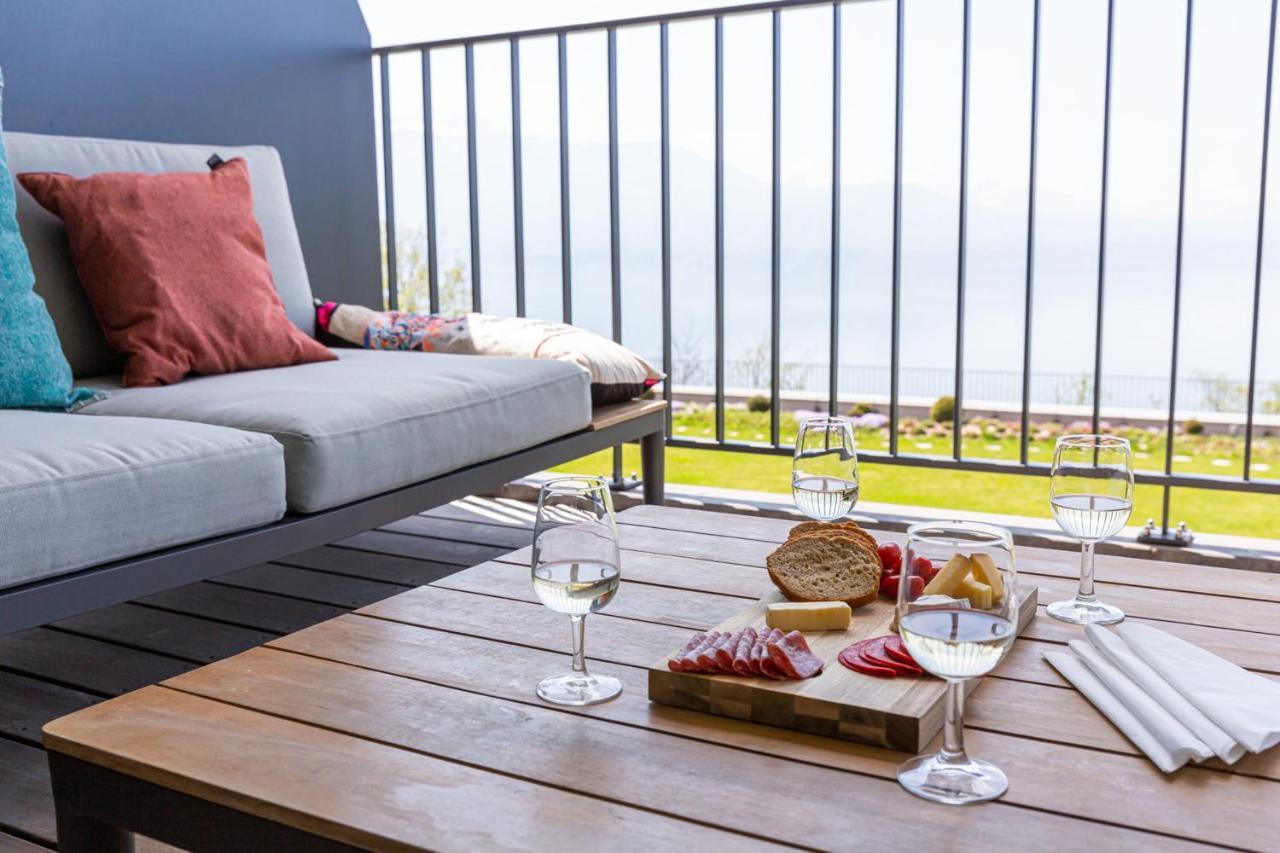Les Terrasses De Lavaux 1 - Appartement De Luxe Avec Vue Panoramique Et Piscine Puidoux Εξωτερικό φωτογραφία