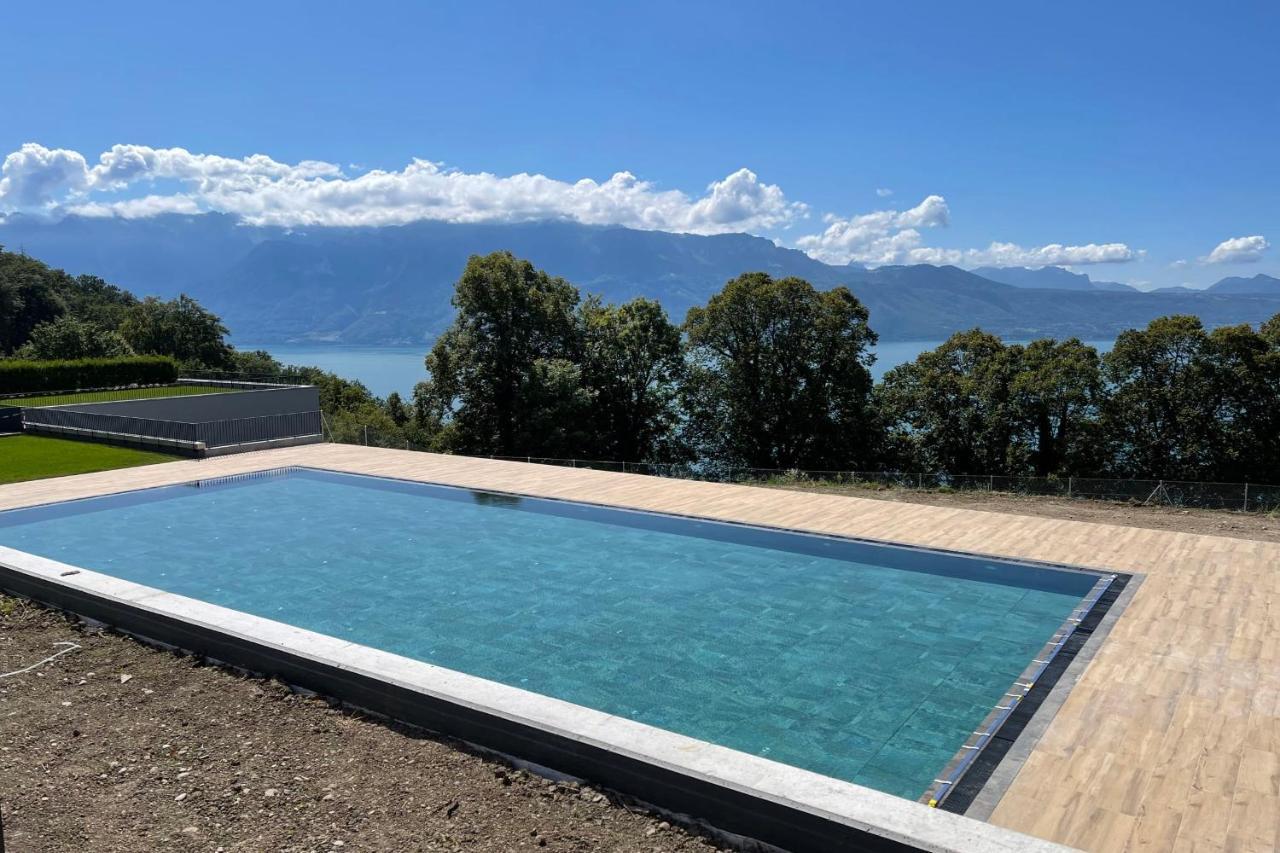Les Terrasses De Lavaux 1 - Appartement De Luxe Avec Vue Panoramique Et Piscine Puidoux Εξωτερικό φωτογραφία