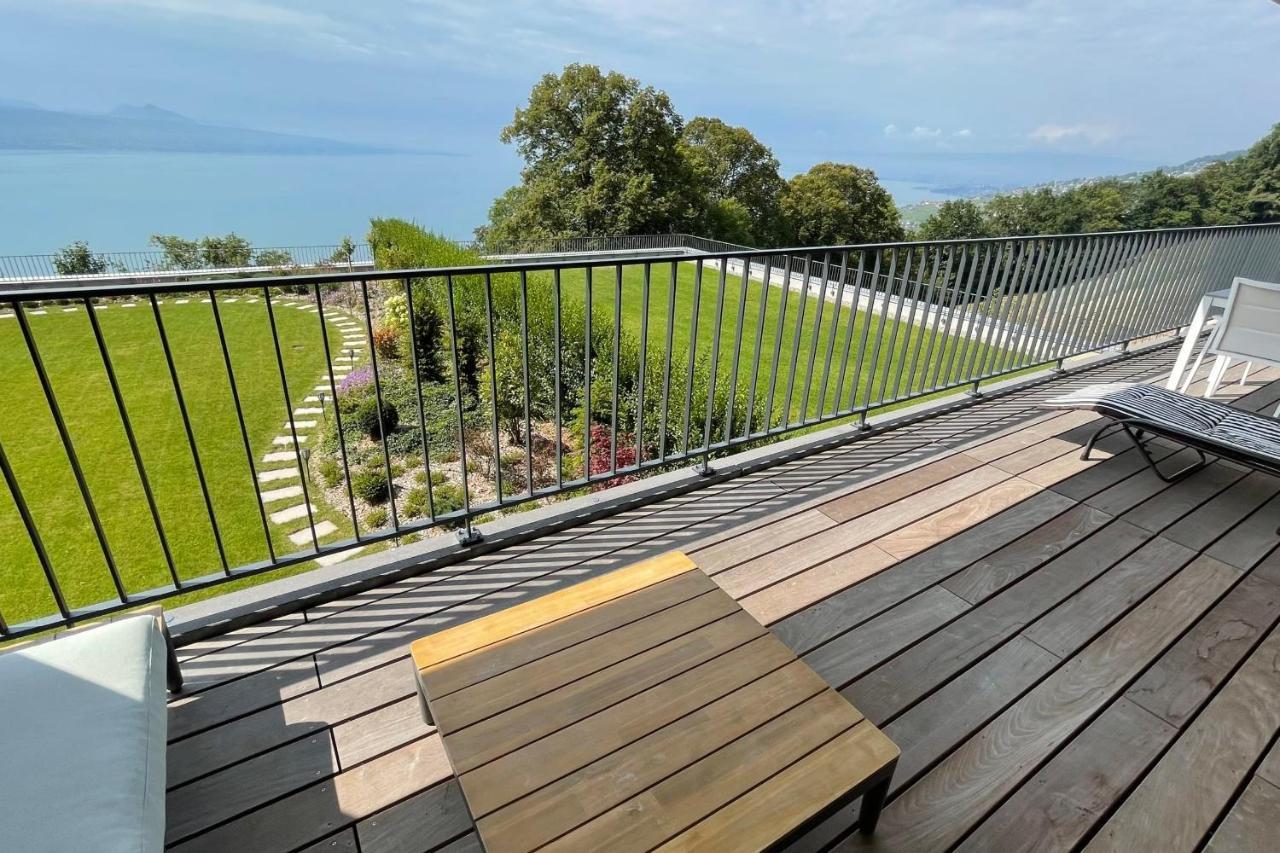 Les Terrasses De Lavaux 1 - Appartement De Luxe Avec Vue Panoramique Et Piscine Puidoux Εξωτερικό φωτογραφία