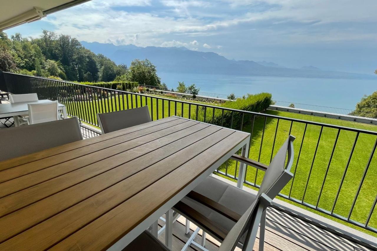 Les Terrasses De Lavaux 1 - Appartement De Luxe Avec Vue Panoramique Et Piscine Puidoux Εξωτερικό φωτογραφία